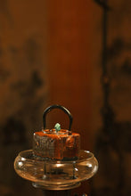 Load image into Gallery viewer, "rectangular Heart Sutra copper-clad silver teapot"