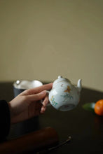 Load image into Gallery viewer, Pastel Butterfly Love Flower Siting Small Teapot/粉彩蝶恋花思亭小茶壶”。