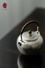 Load image into Gallery viewer, 9999 Silver pot among fish and lotus leaves(鱼戏莲叶间纯银烧水壶)
