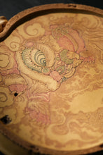 Load image into Gallery viewer, "round water - storage purple sand tea tray with a carved unicorn".