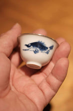 Load image into Gallery viewer, Tongxin She · Blue and White Mandarin Fish Silver-Rimmed Tasting Cup Set (3 Cups)