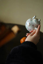 Load image into Gallery viewer, Pastel Butterfly Love Flower Siting Small Teapot/粉彩蝶恋花思亭小茶壶”。