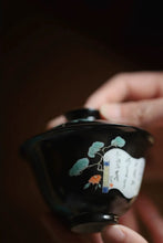 Load image into Gallery viewer, "Jingdezhen ink-ground ancient color with gold-painted gaiwan".