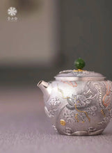 Load image into Gallery viewer, The Millennium - old Ingenuity in the Silver Teapot, Brewing a Good Taste of Time Dragon - soaring Gold - and - Silver Inlaid Pure Silver Teapot”