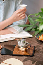 Load image into Gallery viewer, Filigree pure silver pot with "Boundless Blessings and Prosperity" in Jugun Zhu style.