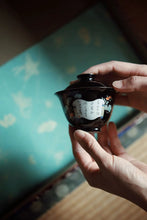 Load image into Gallery viewer, "Jingdezhen ink-ground ancient color with gold-painted gaiwan".