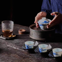 Load image into Gallery viewer, Blue and White Elegance, Tranquil Tea Ceremony: Kangxi Blue and White Landscape Set