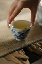 Load image into Gallery viewer, "Blue and White Landscape Bag Silver Mouth Master Cup" with a capacity of 50cc.