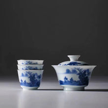 Load image into Gallery viewer, Blue and White Elegance, Tranquil Tea Ceremony: Kangxi Blue and White Landscape Set