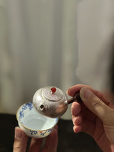 Load image into Gallery viewer, "Small Silver Pot with Retro Hammered Sandalwood Handle and Side Handle" /60ml