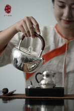 Load image into Gallery viewer, 9999 sterling silver pure handmade insulated Heart Sutra silver pot/心经银壶