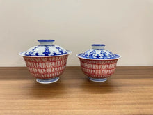 Load image into Gallery viewer, "hand-painted Thousand Buddhas Cinnabar gaiwan" with a capacity of 150ml and 100ml.