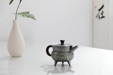 Load image into Gallery viewer, 9999 sterling silver teapot "Bronze Jue style" handmade silver teapot Hong Ji Treasures made by Hong Jike