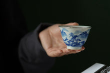Load image into Gallery viewer, "Blue and White Landscape Bag Silver Mouth Master Cup" with a capacity of 50cc.