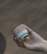 Load image into Gallery viewer, The Charm of Tea Ware: The Poetic Porcelain Cup with Vermilion Pattern in Tongxin She Teahouse