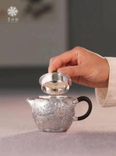 Load image into Gallery viewer, The Millennium - old Ingenuity in the Silver Teapot, Brewing a Good Taste of Time Dragon - soaring Gold - and - Silver Inlaid Pure Silver Teapot”