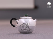 Load image into Gallery viewer, The work of Mr. Li Fuming, a national intangible cultural heritage inheritor, is "9999 pure silver, handmade, carved rabbit welcoming spring, pure silver teapot/Gong Dao Bei/kettle"