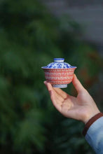 Load image into Gallery viewer, "hand-painted Thousand Buddhas Cinnabar gaiwan" with a capacity of 150ml and 100ml.