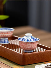Load image into Gallery viewer, "hand-painted Thousand Buddhas Cinnabar gaiwan" with a capacity of 150ml and 100ml.