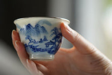 Load image into Gallery viewer, "Blue and White Landscape Bag Silver Mouth Master Cup" with a capacity of 50cc.