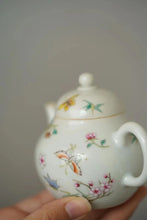 Load image into Gallery viewer, Pastel Butterfly Love Flower Siting Small Teapot/粉彩蝶恋花思亭小茶壶”。