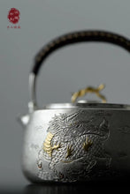 Load image into Gallery viewer, Collection grade unicorn gold ingot sterling silver pot/麒麟银壶