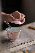 Load image into Gallery viewer, Jingdezhen hand-painted pastel swan gaiwan and teacup