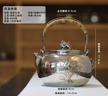 Load image into Gallery viewer, "Dragon Totem Pure Silver Kettle" handmade by Li Xiaobai, inheritor of intangible cultural heritage