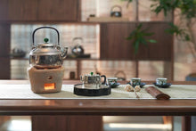 Load image into Gallery viewer, Begonia bamboo tea silver pot