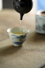 Load image into Gallery viewer, "Blue and White Landscape Bag Silver Mouth Master Cup" with a capacity of 50cc.