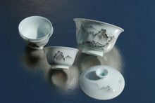 Load image into Gallery viewer, The Harmony of Tea Aroma and the Charm of Tea Ware: The Beauty of the Wuyi Mountain Ink-colored Porcelain Gaiwan with the Image of Matouyan