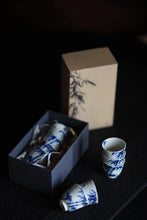 Load image into Gallery viewer, Tongxin Tea House Exclusive | Hand-Painted Blue and White Bamboo Shadow Tea Cup Set