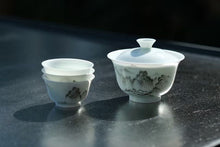 Load image into Gallery viewer, The Harmony of Tea Aroma and the Charm of Tea Ware: The Beauty of the Wuyi Mountain Ink-colored Porcelain Gaiwan with the Image of Matouyan