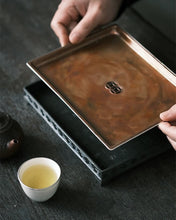 Load image into Gallery viewer, Huiwen tin pot tray water storage dry tea table with copper cover and copper coin hole Hu Cheng