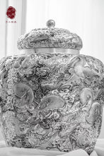 Load image into Gallery viewer, Hongji Treasures Limited Edition Purely Handmade "High Relief Nine Dragons Pure Silver Water Tank"
