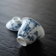 Load image into Gallery viewer, Tongxinshe Elegant Wares · Hand-Painted Blue and White Bamboo & Rock Kung Fu Tea Set from Jingdezhen 景德镇手绘青花竹石功夫茶组