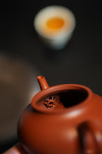 Load image into Gallery viewer, Vermilion Clay Miniature, Capturing Mountain Tea Essence – Fully Handmade Da Hong Pao Clay Shui Ping Teapot by Wang Yajun, an Exclusive Vessel for Wuyi Rock Tea & Phoenix Dancong Tea