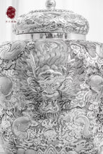 Load image into Gallery viewer, Hongji Treasures Limited Edition Purely Handmade "High Relief Nine Dragons Pure Silver Water Tank"
