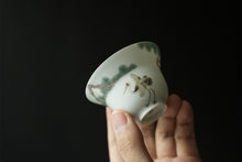 Load image into Gallery viewer, Pine Crane Xialing Folding Edge Tea Cup/松鹤遐龄折沿茶杯