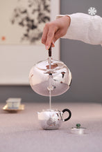 Load image into Gallery viewer, The work of Mr. Li Fuming, a national intangible cultural heritage inheritor, is "9999 pure silver, handmade, carved rabbit welcoming spring, pure silver teapot/Gong Dao Bei/kettle"