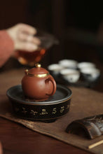 Load image into Gallery viewer, "Black Glazed and Gold-traced Tripod Tea Saucer: An Exquisite Choice on the Tea Table"