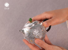 Load image into Gallery viewer, The Millennium - old Ingenuity in the Silver Teapot, Brewing a Good Taste of Time Dragon - soaring Gold - and - Silver Inlaid Pure Silver Teapot”