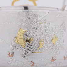 Load image into Gallery viewer, Collection grade unicorn gold ingot sterling silver pot/麒麟银壶