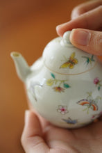 Load image into Gallery viewer, Pastel Butterfly Love Flower Siting Small Teapot/粉彩蝶恋花思亭小茶壶”。