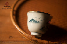 Load image into Gallery viewer, 9999 sterling silver-covered porcelain landscape blue and white porcelain teacup