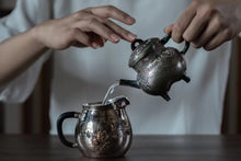 Load image into Gallery viewer, 9999 sterling silver handmade hammered Four-legged tea pot