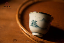 Load image into Gallery viewer, 9999 sterling silver-covered porcelain landscape blue and white porcelain teacup