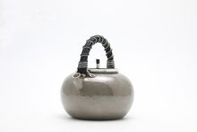 Load image into Gallery viewer, 999 sterling silver boiling teapot and mercury pot, handmade one sterling silver pot with rattan insulation small girders
