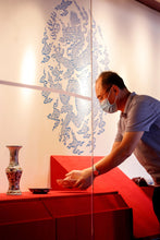 Load image into Gallery viewer, Imitation Ming Orthodox-Tianshun blue and white with alum and red sea water dragon plate