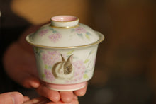 Load image into Gallery viewer, pastel hand-painted rabbit Gai Wan/tea cup(粉彩手绘兔子盖碗/茶杯)